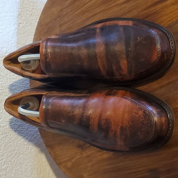 Ecco- Mens Distressed Leather Dress Shoes Slip on Neutral Comfy! Like New! Sz.10 - Picture 2 of 13